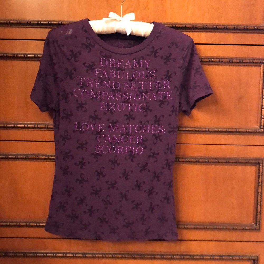 Short Sleeve Cotton Purple “Pisces” Top